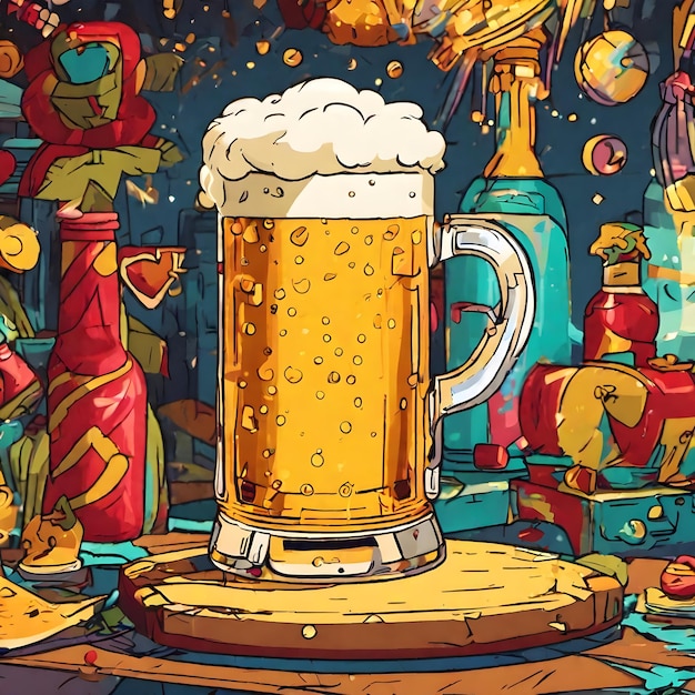 Foto fondo de dibujos animados de cerveza y fondo de pantalla muy genial