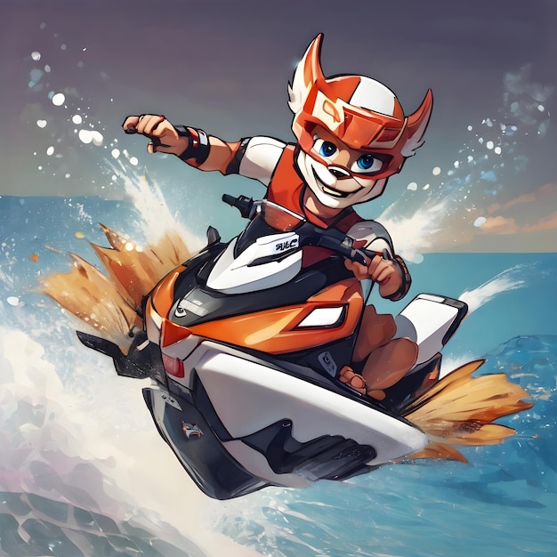 Fondo de dibujos animados de jet ski muy genial