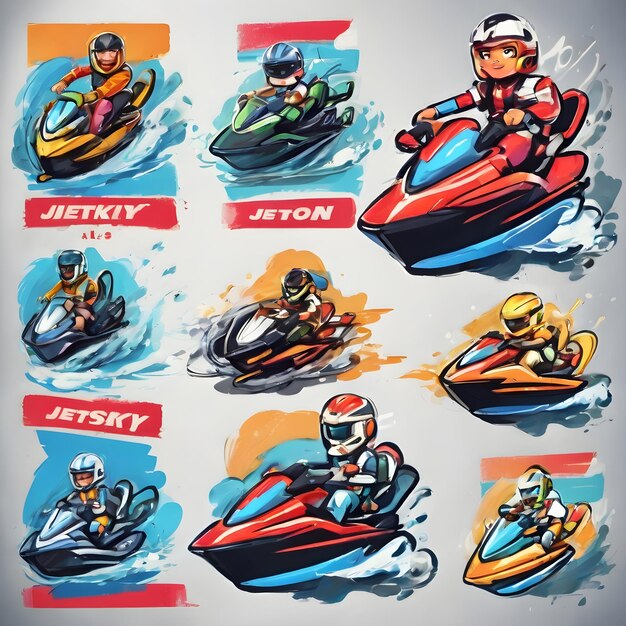 Fondo de dibujos animados de jet ski muy genial