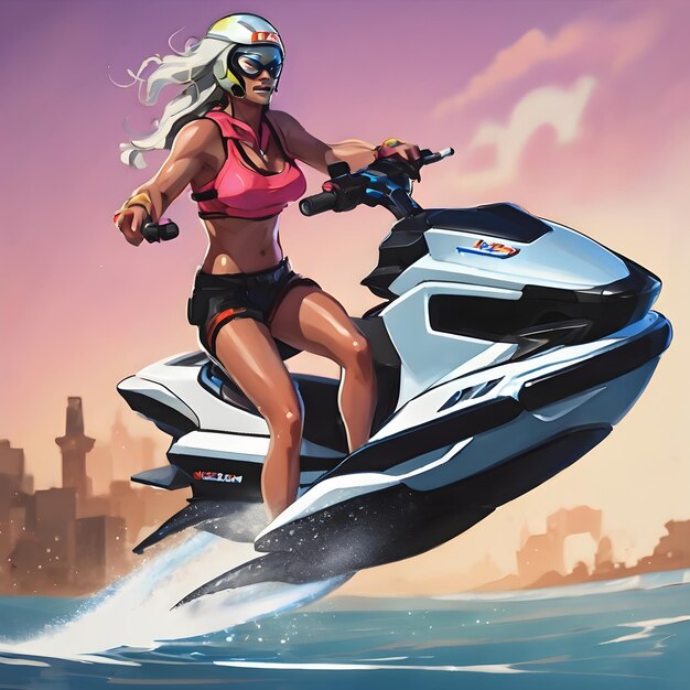 Fondo de dibujos animados de jet ski muy genial