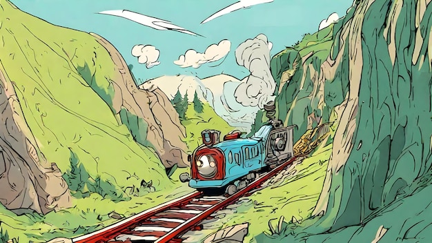 Foto fondo de dibujos animados de tren muy genial