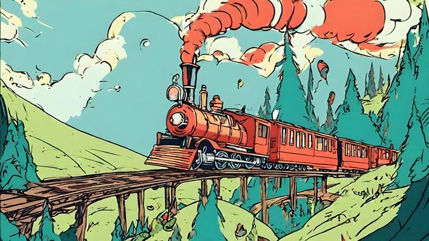 Foto fondo de dibujos animados de tren muy genial