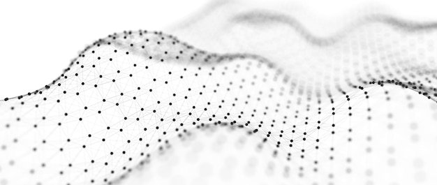 Fondo digital abstracto Estructura de conexión de red Big data Onda abstracta futurista Representación 3D