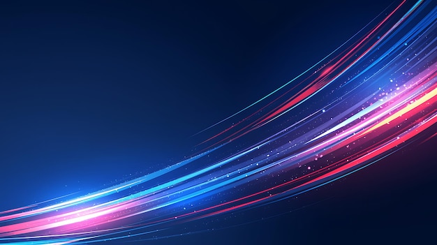 Fondo digital abstracto con líneas brillantes y colores azules y rosados