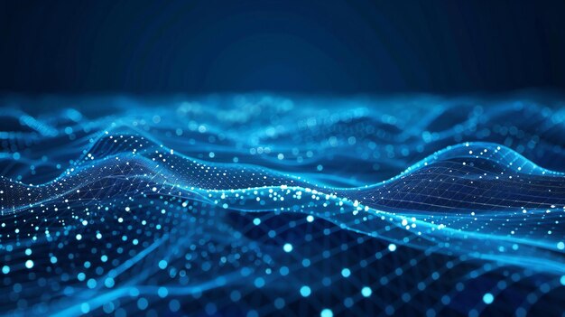 Fondo digital azul abstracto con puntos y líneas concepto de red futurista para la tecnología illu