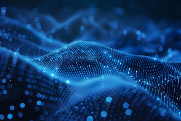 Fondo digital azul con temas de ciberseguridad con líneas de puntos y elementos de red Concepto Ciberseguridad Fondo digital azul Con líneas de puntos Elementos de red