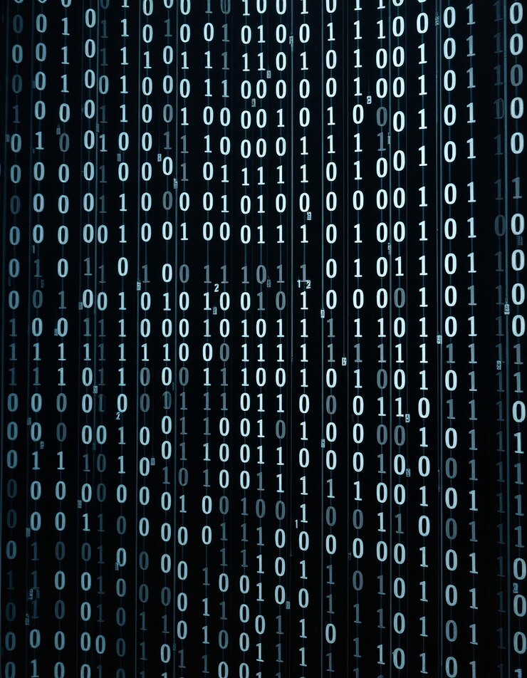Foto fondo digital con código binario en caída
