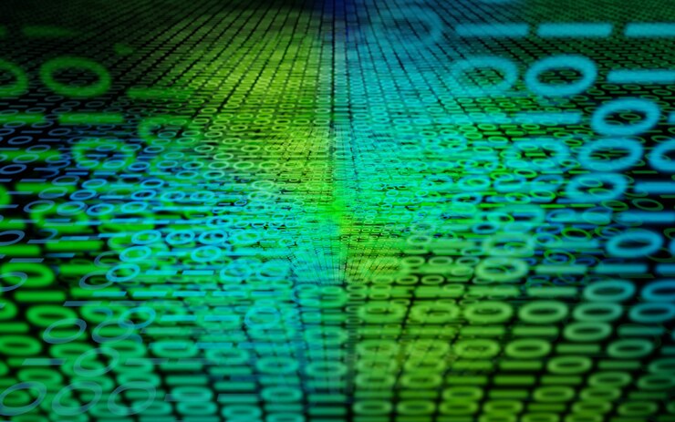 Foto fondo digital de código de datos binarios abstracto tono verde