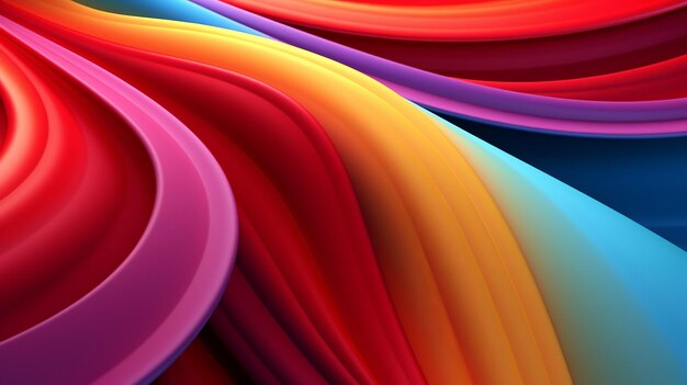 Fondo digital con ondas curvas multicolores que presentan un diseño visualmente cautivador y dinámico con una variedad vibrante de colores que crean una sensación de movimiento y energía Generative Ai