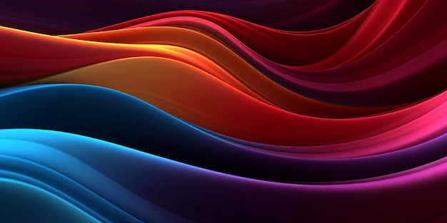 Fondo digital con ondas curvas multicolores que presentan un diseño visualmente cautivador y dinámico con una variedad vibrante de colores que crean una sensación de movimiento y energía Generative Ai