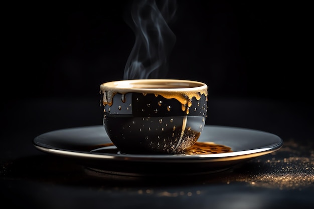 Fondo dinámico de taza de café caliente