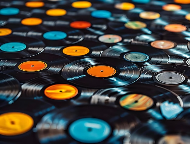 Un fondo de discos de vinilo antiguos de alta calidad