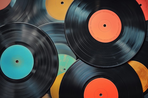 Foto el fondo de los discos de vinilo vintage retro