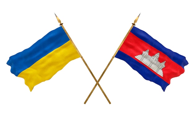 Fondo para diseñadores Día Nacional Banderas nacionales de Ucrania y Camboya