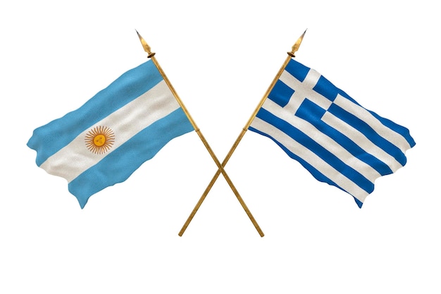 Foto fondo para diseñadores día nacional modelo 3d banderas nacionales argentina y grecia