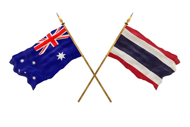 Fondo para diseñadores Día Nacional Modelo 3D Banderas nacionales Australia y Tailandia