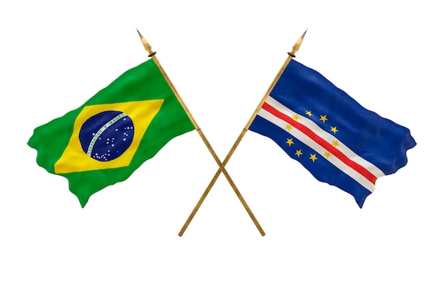 Fondo para diseñadores Día Nacional Modelo 3D Banderas nacionales de la República Popular de Brasil y Cabo Verde