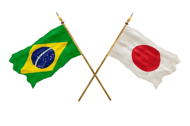 Fondo para diseñadores Día Nacional Modelo 3D Banderas nacionales de la República Popular de Brasil y Japón