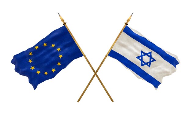 Fondo para diseñadores Día Nacional Modelo 3D Banderas nacionales Unión Europea e Israel