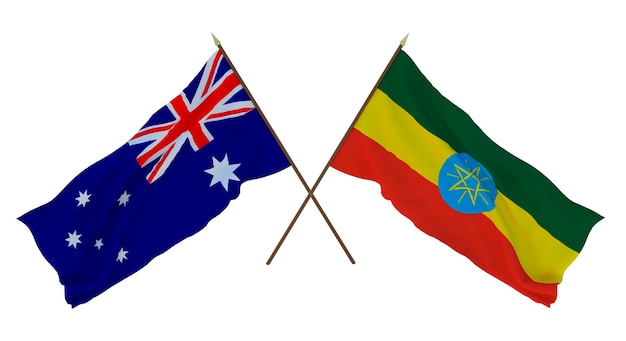 Fondo para diseñadores ilustradores Banderas del Día de la Independencia Nacional Australia y Etiopía