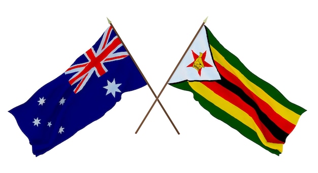 Fondo para diseñadores ilustradores Banderas del Día de la Independencia Nacional Australia y Zimbabue