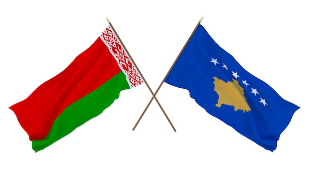 Fondo para diseñadores ilustradores Banderas del Día de la Independencia Nacional Bielorrusia y Kosovo