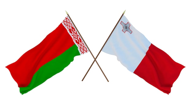Fondo para diseñadores ilustradores Banderas del Día de la Independencia Nacional Bielorrusia y Malta