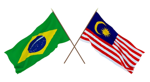 Fondo para diseñadores ilustradores Banderas del Día de la Independencia Nacional Brasil y Malasia