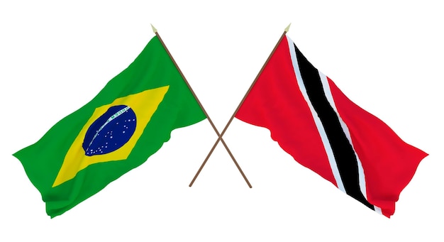 Fondo para diseñadores ilustradores Banderas del Día de la Independencia Nacional Brasil y Trinidad y Tobago