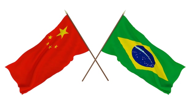 Fondo para diseñadores ilustradores Banderas del Día de la Independencia Nacional China y Brasil