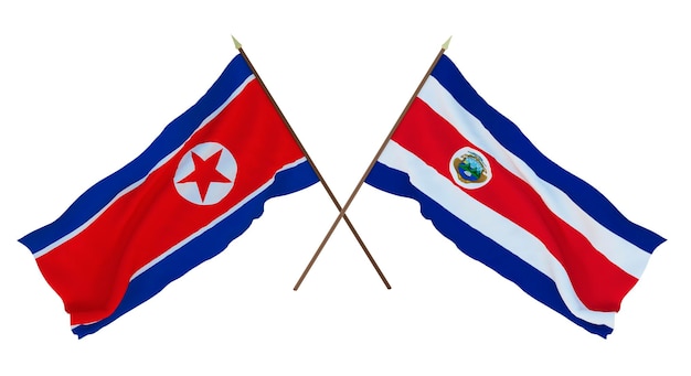 Fondo para diseñadores ilustradores Banderas del Día de la Independencia Nacional Corea del Norte y Costa Rica
