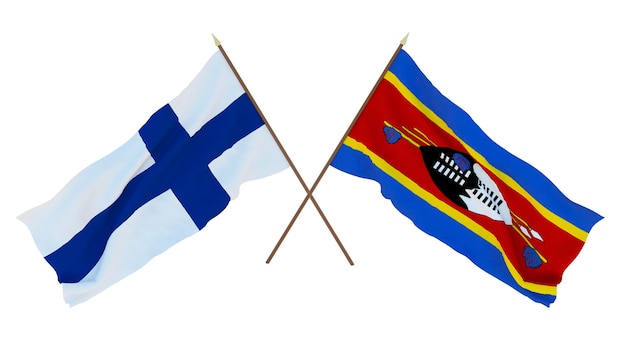Fondo para diseñadores ilustradores Banderas del Día de la Independencia Nacional Finlandia y Eswatini