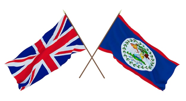 Fondo para diseñadores ilustradores Banderas del Día de la Independencia Nacional El Reino Unido de Gran Bretaña e Irlanda del Norte y Belice