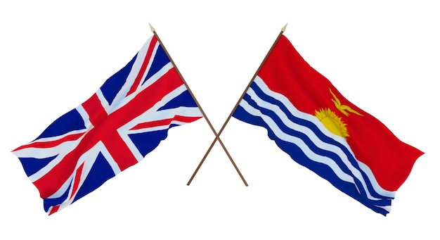 Fondo para diseñadores ilustradores Banderas del Día de la Independencia Nacional El Reino Unido de Gran Bretaña e Irlanda del Norte y Kiribati