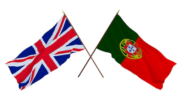 Fondo para diseñadores ilustradores Banderas del Día de la Independencia Nacional El Reino Unido de Gran Bretaña e Irlanda del Norte y Portugal