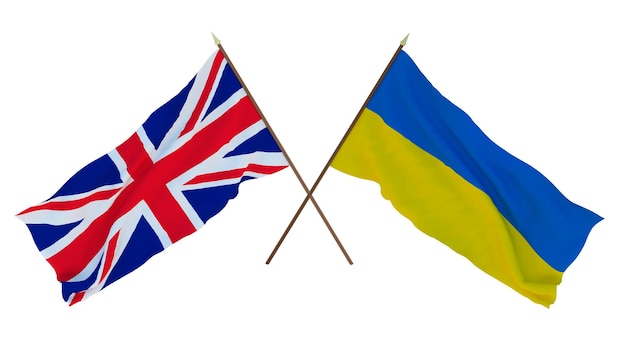 Fondo para diseñadores ilustradores Banderas del Día de la Independencia Nacional El Reino Unido de Gran Bretaña e Irlanda del Norte y Ucrania
