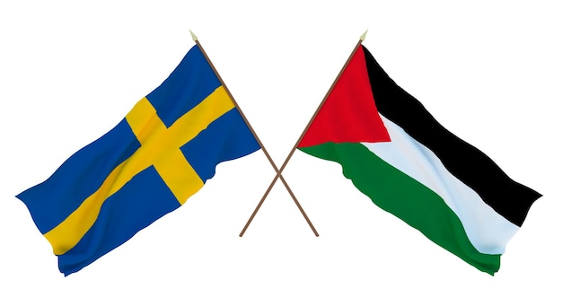 Fondo para diseñadores ilustradores Banderas del Día de la Independencia Nacional Suecia y Palestina