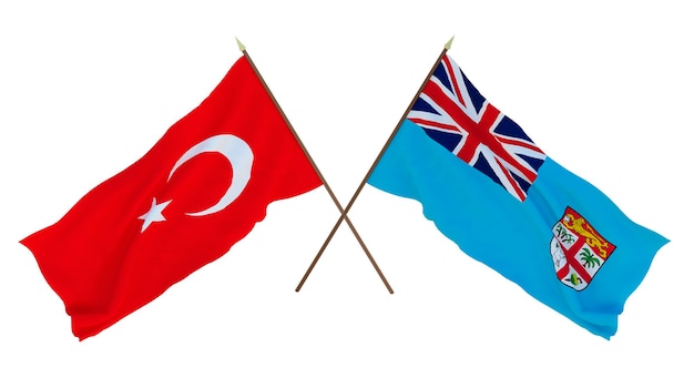 Fondo para diseñadores ilustradores Banderas del Día de la Independencia Nacional Turquía y Fiji