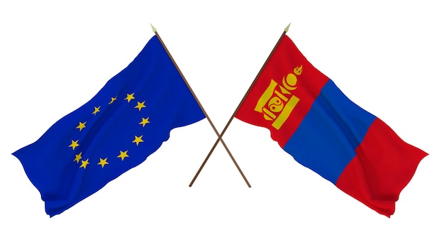 Fondo para diseñadores ilustradores Banderas del Día de la Independencia Nacional La Unión Europea y Mongolia