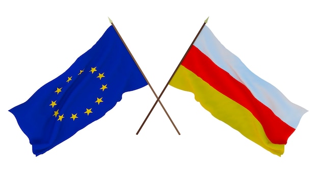 Fondo para diseñadores ilustradores Banderas del Día de la Independencia Nacional La Unión Europea y Osetia del Sur