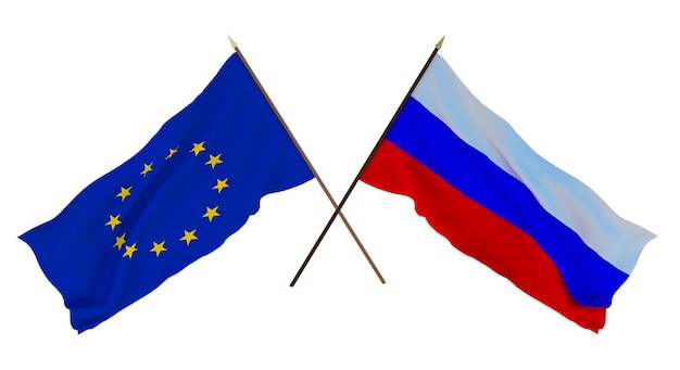 Fondo para diseñadores ilustradores Banderas del Día de la Independencia Nacional La Unión Europea y Rusia