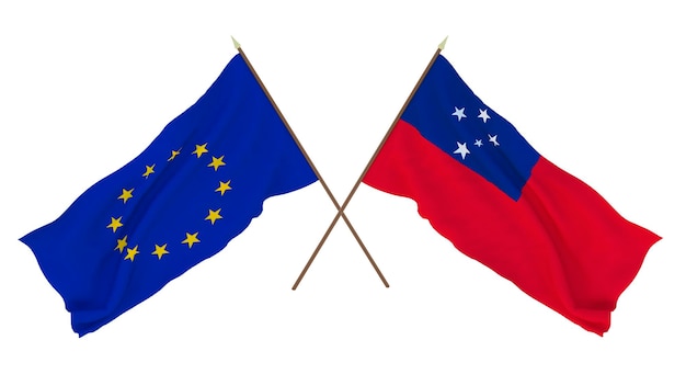Fondo para diseñadores ilustradores Banderas del Día de la Independencia Nacional La Unión Europea y Samoa