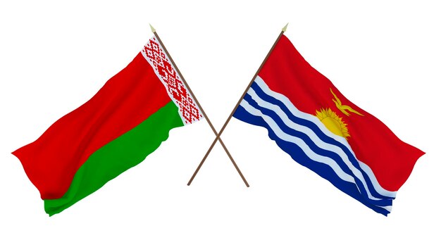 Fondo para diseñadores ilustradores Banderas del Día Nacional de la Independencia Bielorrusia y Kiribati
