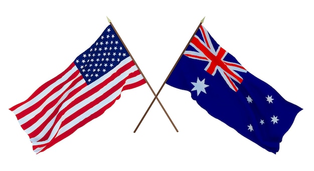 Fondo para diseñadores ilustradores Banderas del Día Nacional de la Independencia de los Estados Unidos de América y Australia