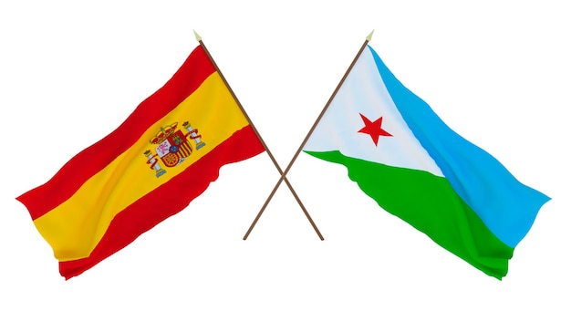 Fondo para diseñadores ilustradores Día de la Independencia Nacional Banderas España y Djibouti