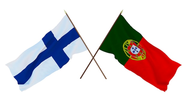 Fondo para diseñadores ilustradores Día de la Independencia Nacional Banderas Finlandia y Portugal