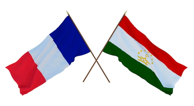 Fondo para diseñadores ilustradores Día de la Independencia Nacional Banderas Francia y Tayikistán