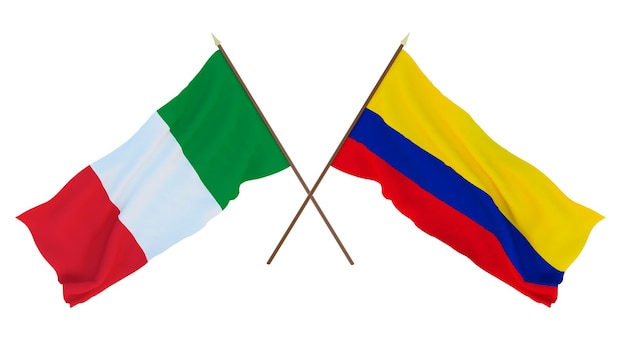 Fondo para diseñadores ilustradores Día de la Independencia Nacional Banderas Italia y Colombia