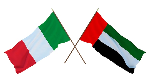 Fondo para diseñadores ilustradores Día de la Independencia Nacional Banderas Italia y Emiratos Árabes Unidos