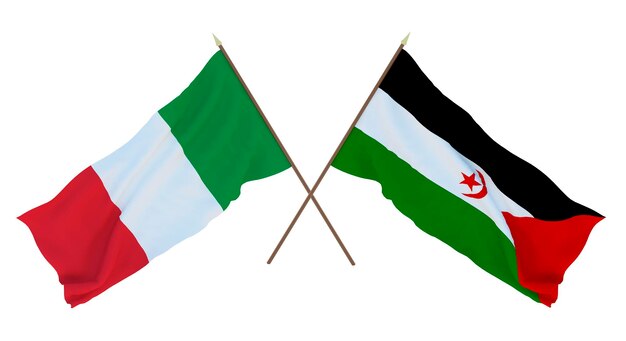 Fondo para diseñadores ilustradores Día de la Independencia Nacional Banderas Italia y República Árabe Saharaui Democrática